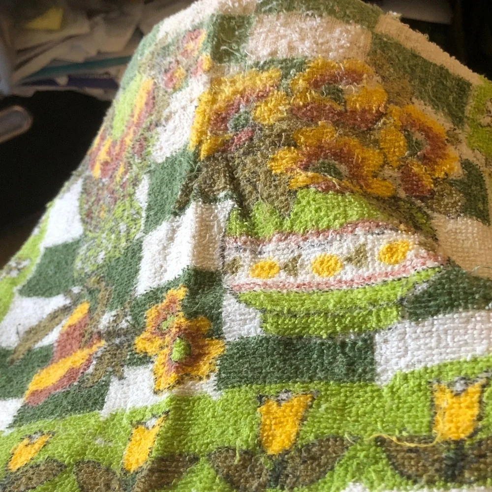 Floral Sunflower Cotton Bath Towel - Green, Yellow